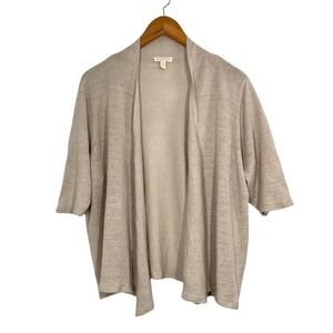 Eileen Fisher Organic Linen Open Cardigan 2X Beige Oatmeal Lightweight Draped